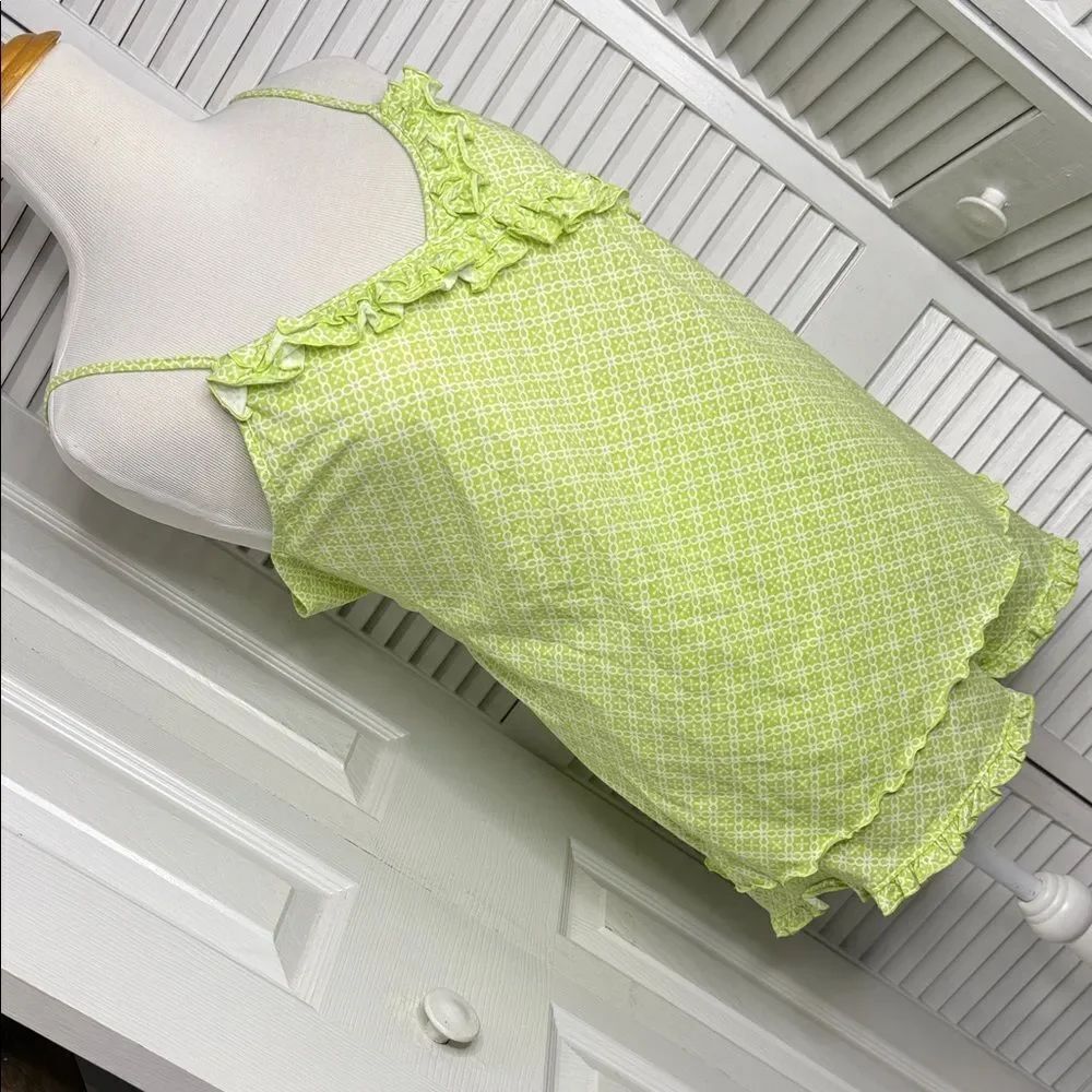 Green Ruffle Trim Tank Top